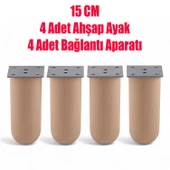Doğal Ahşap 15 cm Silindir Ayak Set Mobilya Koltuk Kanepe Sehpa Masa Ayağı Ayakları 4 ADET - 1
