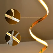 COB Led şerit 5metre 12V 480LED/m 3000K sıcak beyaz 10W 8mm IP20 aydınlatma ışık hortum kendinden yapışkanlı thumbnail 5