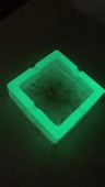 Fosforlu Neon Yeşili Sedefli Ve Gold Süslemeli Kare Şeklinde Küllük El Yapımı Epoksi Hediyelik - 6