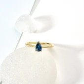 14 Ayar Altın Kaplama Kişiselleştirilebilir Doğum Taşı Damla Taşlı Yüzük - RS00106 thumbnail 2