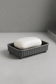 Lines Serisi Gri Banyo Seti, 5 Parça Lüks Akrilik Çöp Kovası, Fırça, Sabunluk Banyo Aksesuar Seti - 6