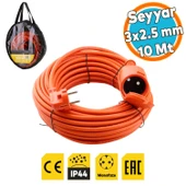 Seyyar Uzatma Kablosu 10 METRE 3x2.5 mm Kapaklı Monofaze Ev Tipi Topraklı CCA Kablolu Grup Fiş Priz thumbnail 1