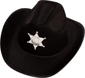 Lüks Şerif Kovboy Şapkası Siyah Küçük 34x24 cm thumbnail 2