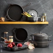 Schafer Guss Chef Döküm Kare Grill Tava 28x28 Cm 1 Parça-Gri - 1