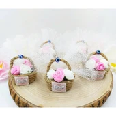 Hasır Minik Sepet Fiyonklu Bebek Hediyelik(30 Adet) - 3