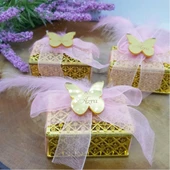 Tüy Süslemeli Küçük Kutu Pleksi İsimli Bebek Şekeri(30 Adet) thumbnail 2