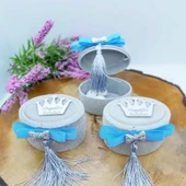 Gri (Gümüş) Kutu Pleksi İsimli Ve Fiyonklu(30 Adet) thumbnail 3