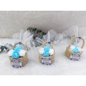 Hasır Minik Sepet Fiyonklu Bebek Hediyelik(30 Adet) - 2