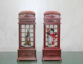 Telefon Kulübesi Tasarımı Yılbaşı Temalı Işıklı Müzikli Kar Küresi Alk3209 - 1