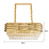 Apliqa Corde 80'Lik Yemek Masası Sıralı Gold Kaplamalı Kristal Avize thumbnail 5