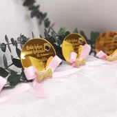 Yuvarlak Taç Desenli Fiyonklu Pleksi Bebek Hediyesi(30 Adet) - 6