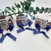 Yuvarlak Taç Desenli Fiyonklu Pleksi Bebek Hediyesi(30 Adet) - 5