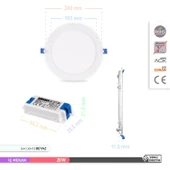 Ack 20w Beyaz Işık 6500k Slim Led Panel Yuvarlak Alüminyum AP01-02030 - 4