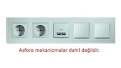 Asfir Schneider Asfora Serisine Özel Beşli Beyaz Pleksiglas Anahtar Priz Çerçevesi - 2