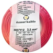 Öznur 2.5 Nya Kırmızı Tam Bakır TSE Kablo - 100 Metre - 1