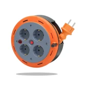 Mini Kutulu Makaralı Seyyar 3x1.0 mm CCA Monofaze Plastik Uzatma Kablosu 4 Priz TTR Kablo 5 Metre - 5