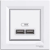 Schneider Asfora Beyaz USB Şarj Prizi 2.1A Type A Çerçeveli - EPH2700221 - 1