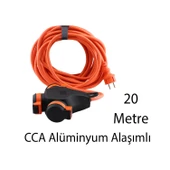 Seyyar Topraklı 3'lü Grup Priz Fiş 20 Metre CCA Kablo Uzatma Kablosu 3x2.5 mm Monofaze Çoğaltıcı - 2