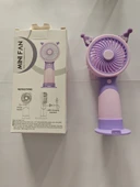 Mini El Fanı Şarjlı Telefon Tutuculu Figürlü 3 Kademeli Taşınabilir Vantilatör Masa El Tipi Serinletici Soğutucu - 2