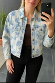 Oversize Desenli Geniş Kesim Denim Kot Çift Cepli Overshirt Ceket Tarzı Mevsimlik Jean Gömlek - 5
