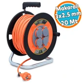 Plastik Makaralı Seyyar Kablo Kapaklı 4 Prizli Uzatma Kablosu 3x2.5 mm CCA Kablo 20 Metre - 1