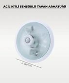 Acil Kitli Pilli 2 x E27 Duylu Sensörlü Tavan Armatürü - Cam / Metal - 2