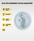 Acil Kitli Pilli 2 x E27 Duylu Sensörlü Tavan Armatürü - Cam / Metal - 1