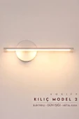 Voxify Kılıç Model Beyaz Kasa Dekoratif Banyo Duvar Ayna Tablo Resim Aydınlatması Led Flüt Aplik Sarı Işık - 1