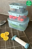 Primanova Seoul Üçlü Vakumlu Saklma Kabı+Pompa 2500ml+1300ml+600m-lSKS01-16-02 - 1