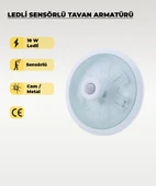 18W Ledli Sensörlü Tavan Armatürü 6500K Beyaz Işık -  Cam / Metal - 1