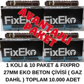 FIXPRO 27MM EKO BETON ÇİVİSİ ( GAZ DAHİL ) 1 PAKET ( 1.000 ADET ) & 10 PAKET (AVANTAJLI PAKET ) - 1