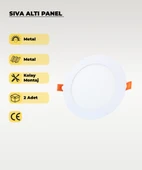 9W Sıva Altı Yuvarlak Slim Led Panel 3200K Sarı Işık - 2 Adet - 1
