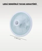18W Ledli Sensörlü Tavan Armatürü 6500K Beyaz Işık -  Cam / Metal - 2