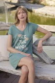 Dantelli ve Baskılı "See the World" Gecelik - 5
