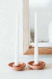 Tall Beton Terracotta 2li Şamdan Mumluk - 2