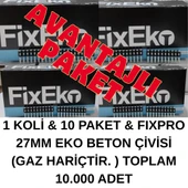 FIXPRO 27MM EKO BETON ÇİVİSİ ( GAZ HARİÇTİR. ) 1 PAKET ( 1.000 ADET ) & 10 PAKET (AVANTAJLI PAKET ) - 1