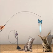 Vantuzlu Tüylü Zilli Olta Kedi Oyuncağı (5047) - 1
