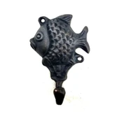 Antika Tarz Dekoratif Pirinç Balık Figürlü Askı - 84x51mm, Oksit - 1