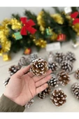 Kozalak Kar Dekorlu 20 Adet Yılbaşı Süsü Büyük Boy Kış Dekorasyonu Boyalı Çam Kozalağı - 2