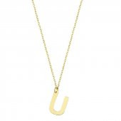 14 Ayar Altın U Harfli Kolye thumbnail 1