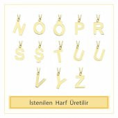 14 Ayar Altın Ü Harfli Kolye - 4