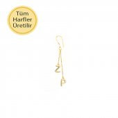 14k Altın Sallantılı Harf Tek Küpe - 1