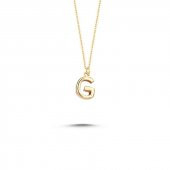 14 Ayar Altın G Harfli Kolye thumbnail 1