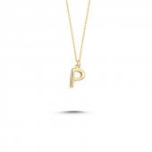 14 Ayar Altın P Harfli Kolye thumbnail 1