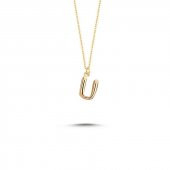 14 Ayar Altın Ü Harfli Kolye thumbnail 1