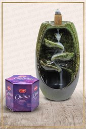 Geri Akışlı Şelale Temalı Yeşil Tütsülük No:13 Ve Opium Konik Tütsü 40 Adet - 1