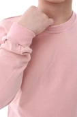 Basic Bisiklet Yaka Şardonlu Çocuk Sweatshirt 3-10 Yaş Pudra - 4