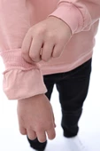 Basic Bisiklet Yaka Şardonlu Çocuk Sweatshirt 3-10 Yaş Pudra - 5