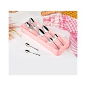 5 Bölmeli Çekmece İçi Kaşıklık Çekmece Düzenleyici Organizer Pembe - 1