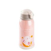 KAKE PEMBE TAVŞAN DESENLİ ÇİFT KAPAKLI ÇOCUK TERMOSU 600ML - 4